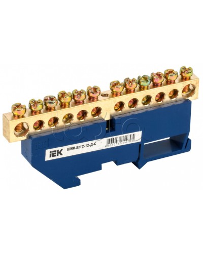Шина N ноль на DIN-изоляторе ШНИ-8х12-12-Д-С IEK (YNN10-812-12D-K07) в Калуге Клеммные колодки Pintop.ru